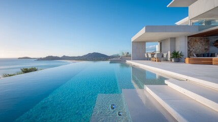 Fototapeta premium Exclusive Modern Home with Infinity Pool and Coastal View