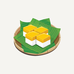 Vector illustration of Malaysia traditional dessert, Kuih Talam Labu