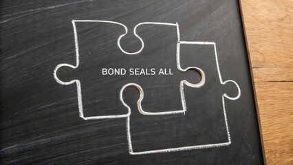 Puzzle Pieces with Inspirational Quote on Chalkboard Background