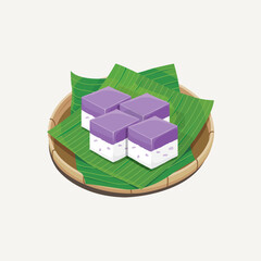 Vector illustration of Malaysia traditional dessert, Kuih Talam Keladi