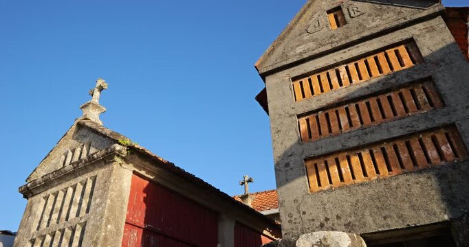 Horreos in Combarro, Ria de Pontevedra, galicia, Spain