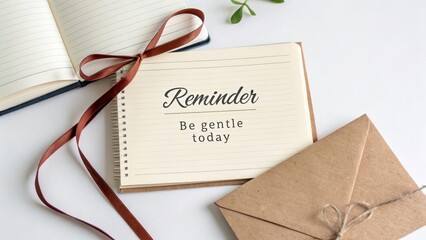 Reminder Note with Gentle Message and Craft Envelope on Table