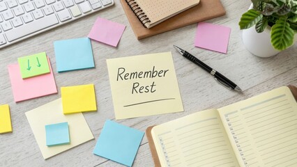 Reminder Notes and Workspace with Sticky Notes and Notepad