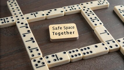 Safe Space Together Message in a Creative Domino Arrangement