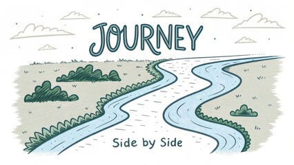 Scenic Journey Illustration of Two Side By Side Rivers