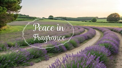 Serene Lavender Fields at Sunset in Tranquil Countryside Landscape