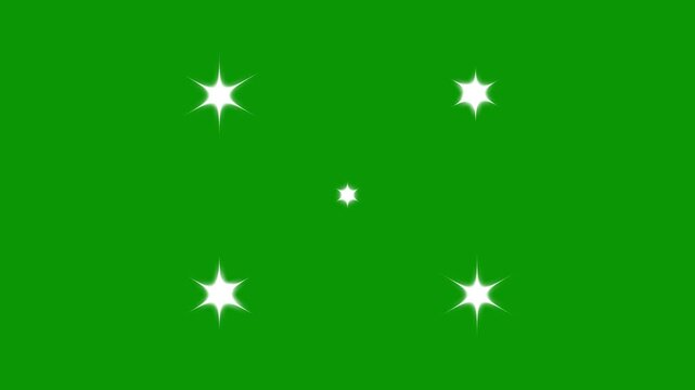 Green screen glowing doodle star twinkling glitter animation, white cartoon sparkle star shine overlay, magical festive night sky sparkle glow, starry twinkle light seamless 4K motion loop effect