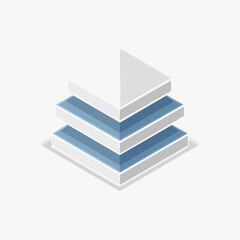 Abstract layered isometric shapes illustrating a modern concept structure