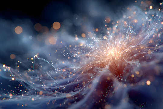 Person with fibromyalgia experiencing widespread pain and fatigue depicted as glowing points. Concept Chronic Pain, Fibromyalgia Awareness, Painful Symptoms, Invisible Illness,