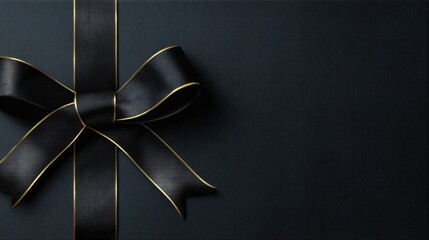 Black gift card design with black ribbon and copy space, discount event concept template