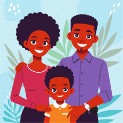 Happy African Family Portrait mother father child 