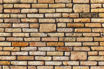 Old red brick wall texture background, orange stone block wall texture, rough and grunge surface as used for backdrop, wallpaper and graphic web design. Interior home new pattern designed structure
