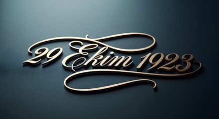 Elegant commemoration of october 29, 1923: celebrating Turkish republic day in ornate gold script