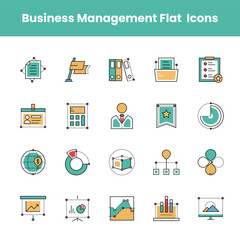 flat icons for web and mobile applications, Business Management Flat Vectors Collection