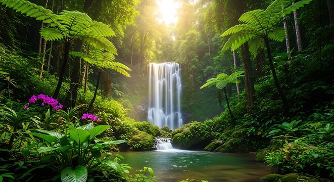 Lush Waterfall Jungle Paradise.