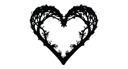 Black silhouette of a heart-shaped tree against a white background, symbolizing nature and love.
