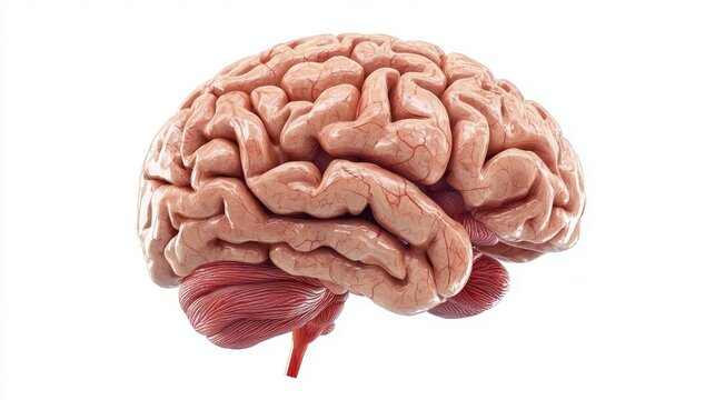 Detailed view of a human brain highlighting its complex structure and intricate design, representing cognitive functions.