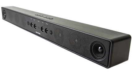 Soundbar excellence in exquisite detail cut out on PNG. AI GENERATED.
