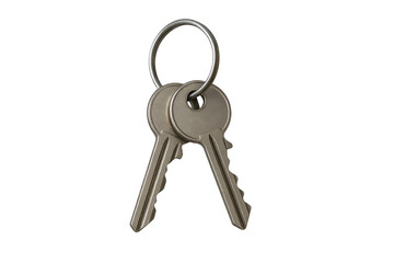 Metal keys on a keyring representing access, security, ownership, and privacy, with a transparent background