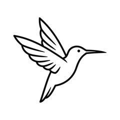 Simple outline drawing of a hummingbird in flight with wings outspread