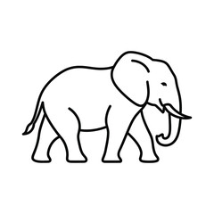Simple outline drawing of an african elephant walking to the right