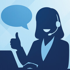 Support Agent Silhouette Smiling with Thumbs Up