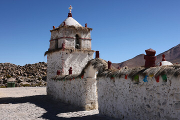 The church in the pretty village of Parinacota, Chile