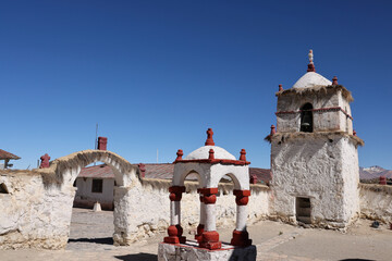 The church in the pretty village of Parinacota, Chile