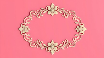 Elegant Floral 3D Frame with Golden Leaves and Pink Flowers – Decorative Border Design for Invitations, Greeting Cards, and Posters