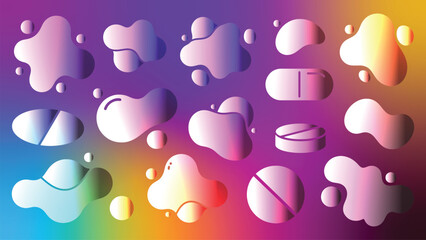 Abstract Medicine Artwork Fluid Shapes Colorful Background Pills and Capsules Pattern