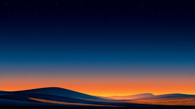 A serene navy-to-tangerine color gradient evokes the warmth of a quiet night horizon — abstract, atmospheric, and conceptually minimalist with smooth tonal transitions.
