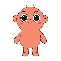 Cute Cartoon Character with Big Eyes – Adorable Kids Illustration and Mascot Design