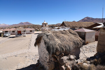 The pretty village of Parinacota, Chile