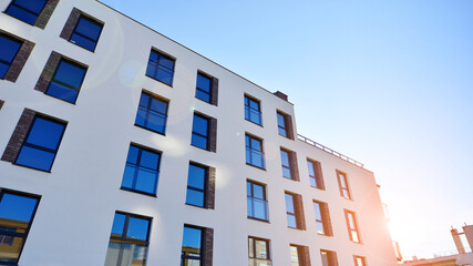 Modern elements in  contemporary  architecture. Architectural details of a modern apartment building.