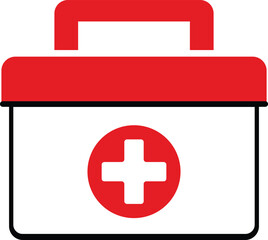 Modern First Aid Kit Vector Illustration Minimal Emergency Medical Box Icon for Healthcare, Safety Hospital and Treatment Support