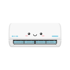 Cute smiling air conditioner in minimalist design with white background  