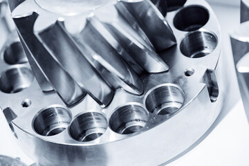 Precision metal gear components after cnc machining displayed in close-up view
