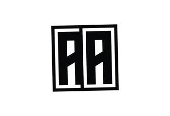 AA Modern Monogram Logo Design with Bold Geometric Shape and Minimal Frame.