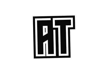 AT Modern Monogram Logo Design with Bold Geometric Shape and Minimal Frame.