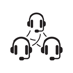 Minimalist Black Headset Communication Network Vector Icon