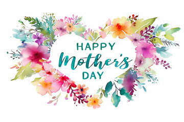 Happy Mother's Day Watercolor Illustration Isolated on White Background