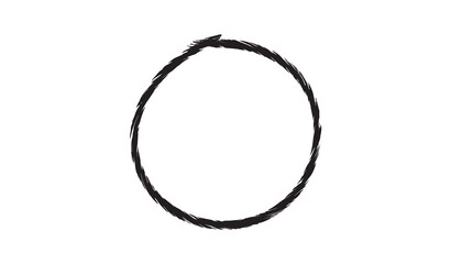 Hand-drawn black ink circle balance and harmony on white background. Minimalist zen-inspired brush stroke design. Perfect vector for logo, meditation, and abstract art projects.