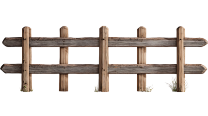 Set of rustic wooden fences 