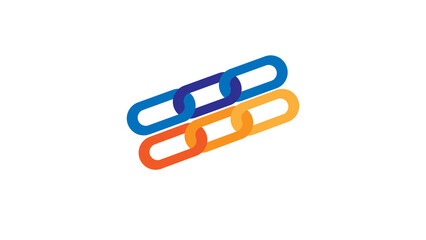 The image is a stylized representation of a chain, with three interconnected links in blue, dark blue, and orange. This image is often used as a logo or icon for 