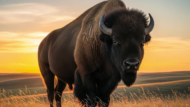 buffalo at sunset