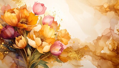 beautiful colorful flowers border frame background with copy space, graphic resource