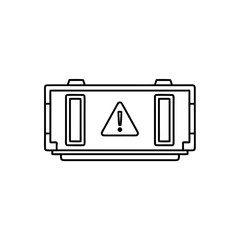 Dangerous cargo box vector icon — warning sign, hazardous goods container, minimal line art, clean outline vector.