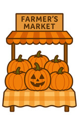 Obraz premium Orange pumpkins at the outdoor farmer market are perfect for Halloween