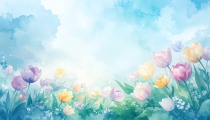 beautiful colorful flowers border frame background with copy space, graphic resource