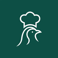 Chef bird minimal creative restaurant food logo design